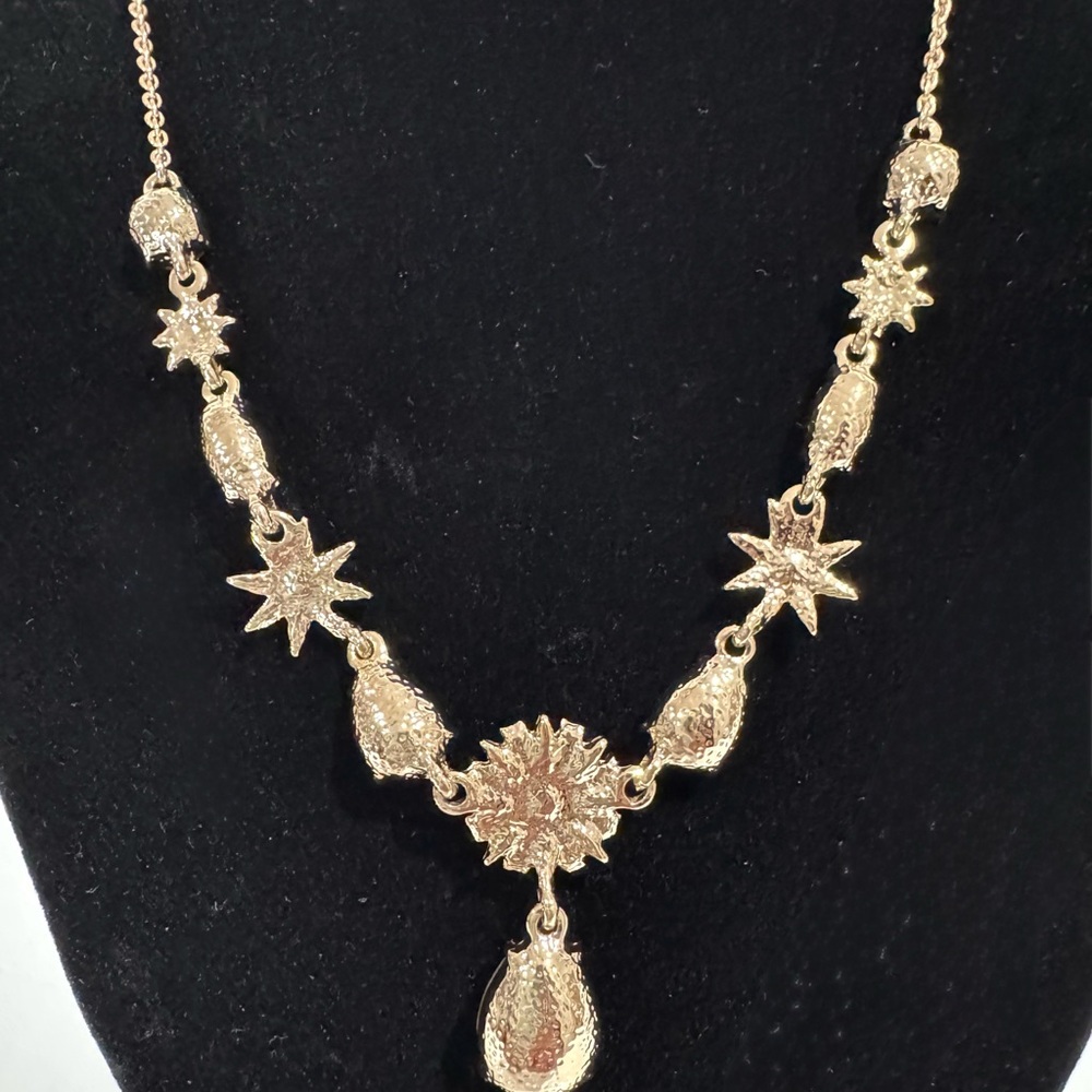 Marchesa Gold and Crystal Pear Drop Necklace